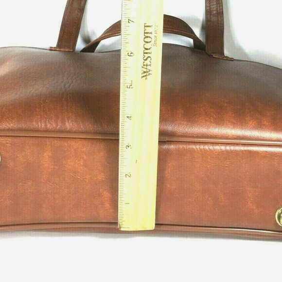 Mr Roberts RARE Vtg Brown Faux Leather Briefcase - Picture 10 of 12